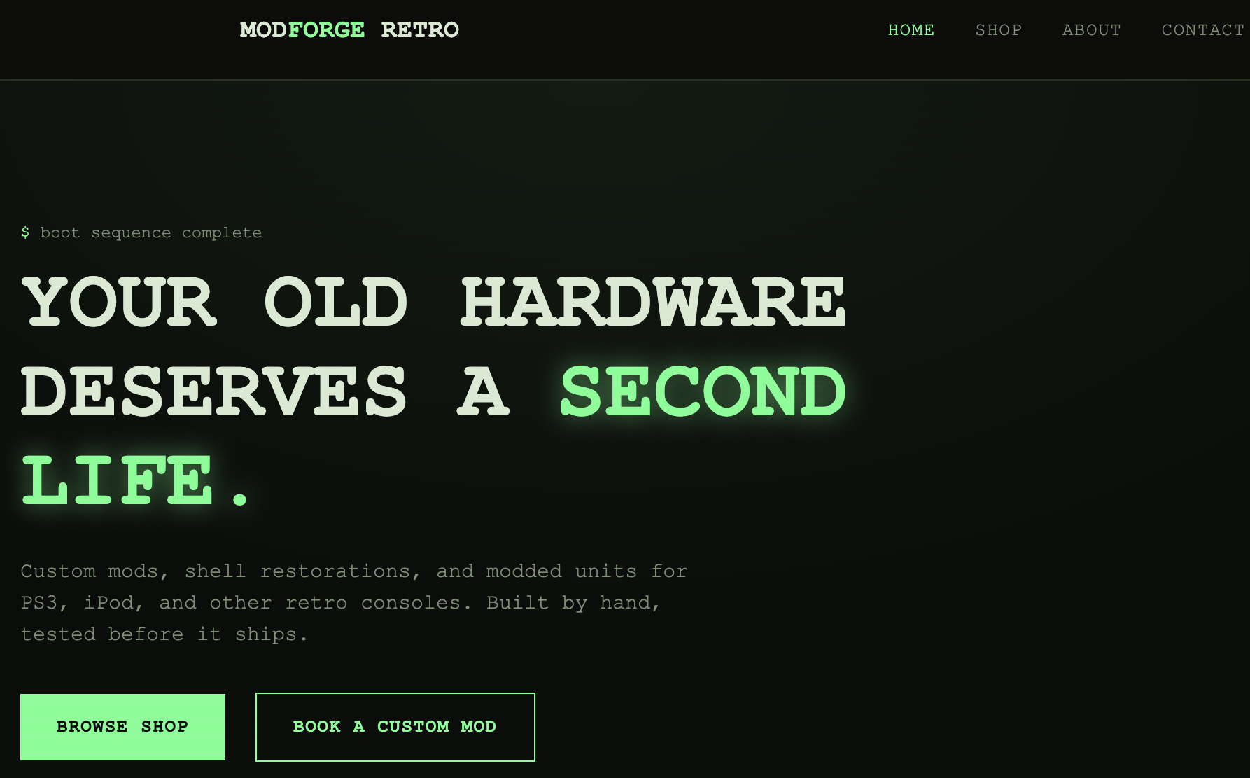 Modforge Retro website preview